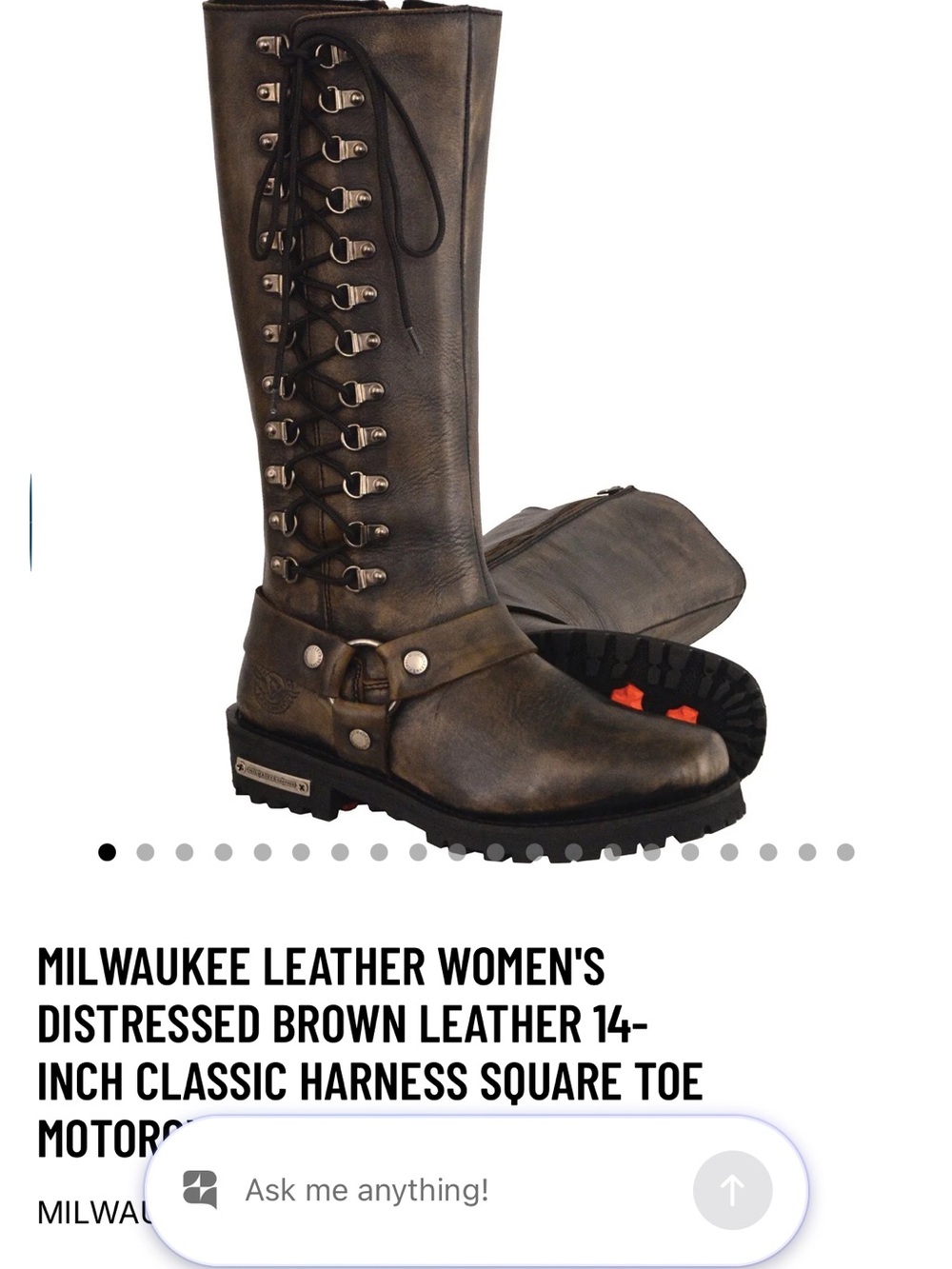 Milwaukee Leather Women's Distressed Brown Lace-Up Harness Boots
